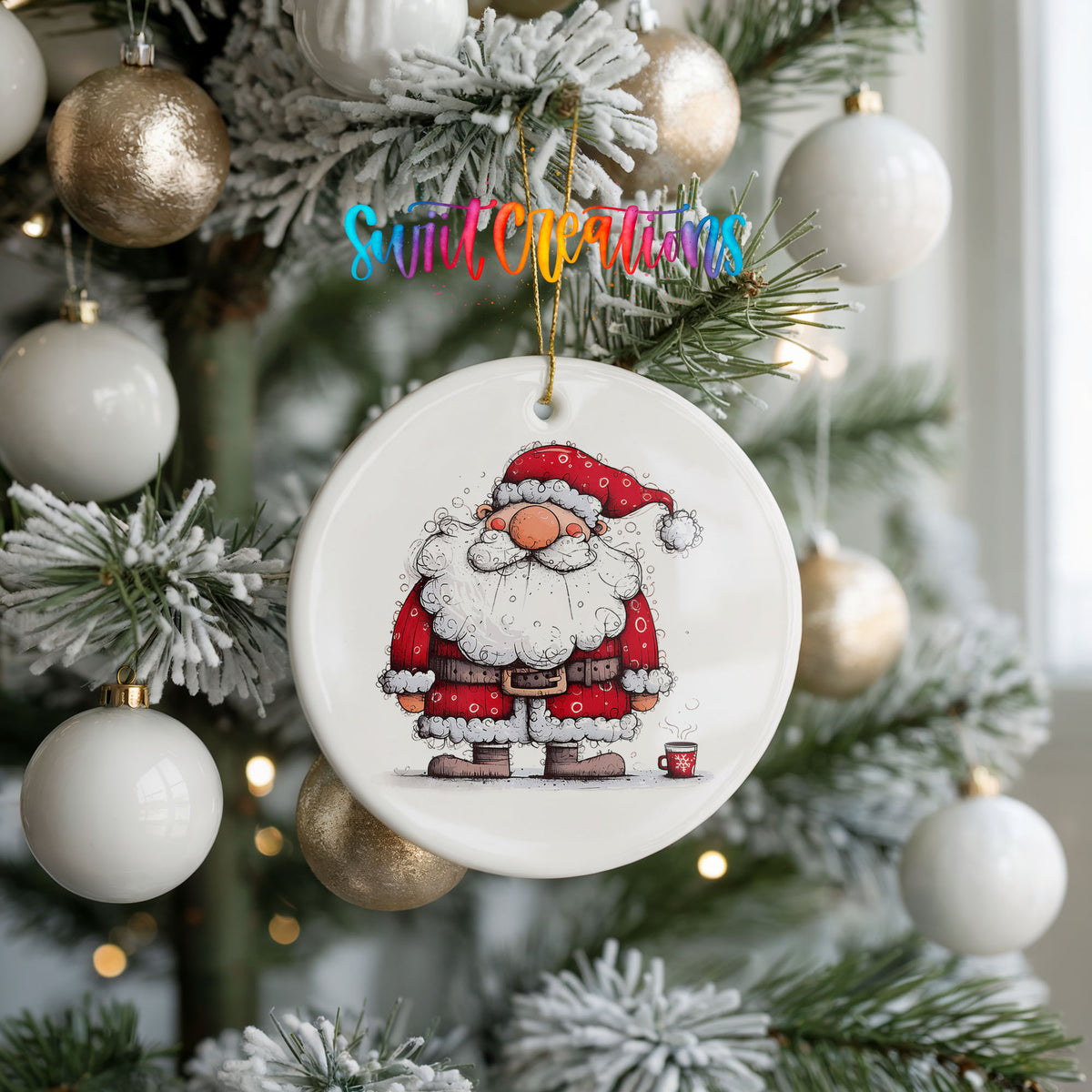Santa with Christmas Presents Christmas ornament product photo