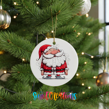 Jolly Santa Holding a Christmas Gift Christmas ornament product photo