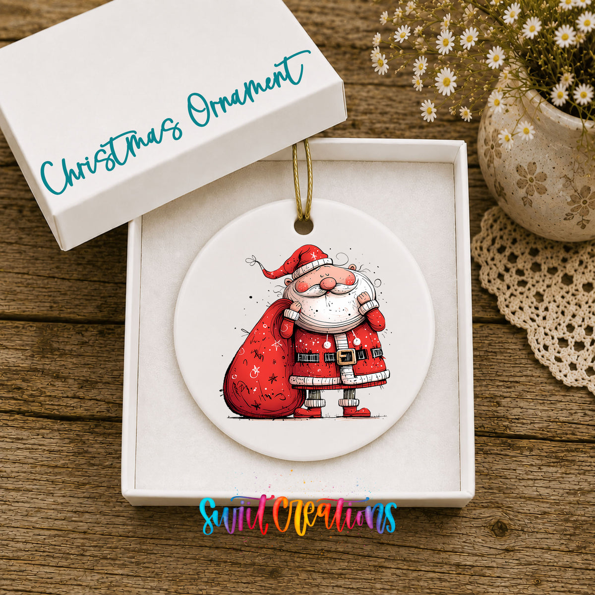Santa Carrying a Large Red Sack Christmas ornament product photo