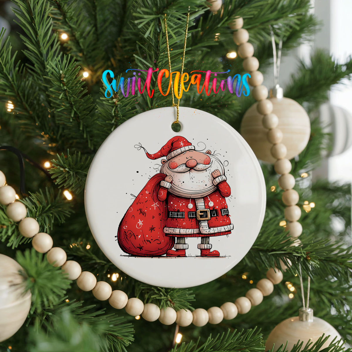 Santa Carrying a Large Red Sack Christmas ornament product photo