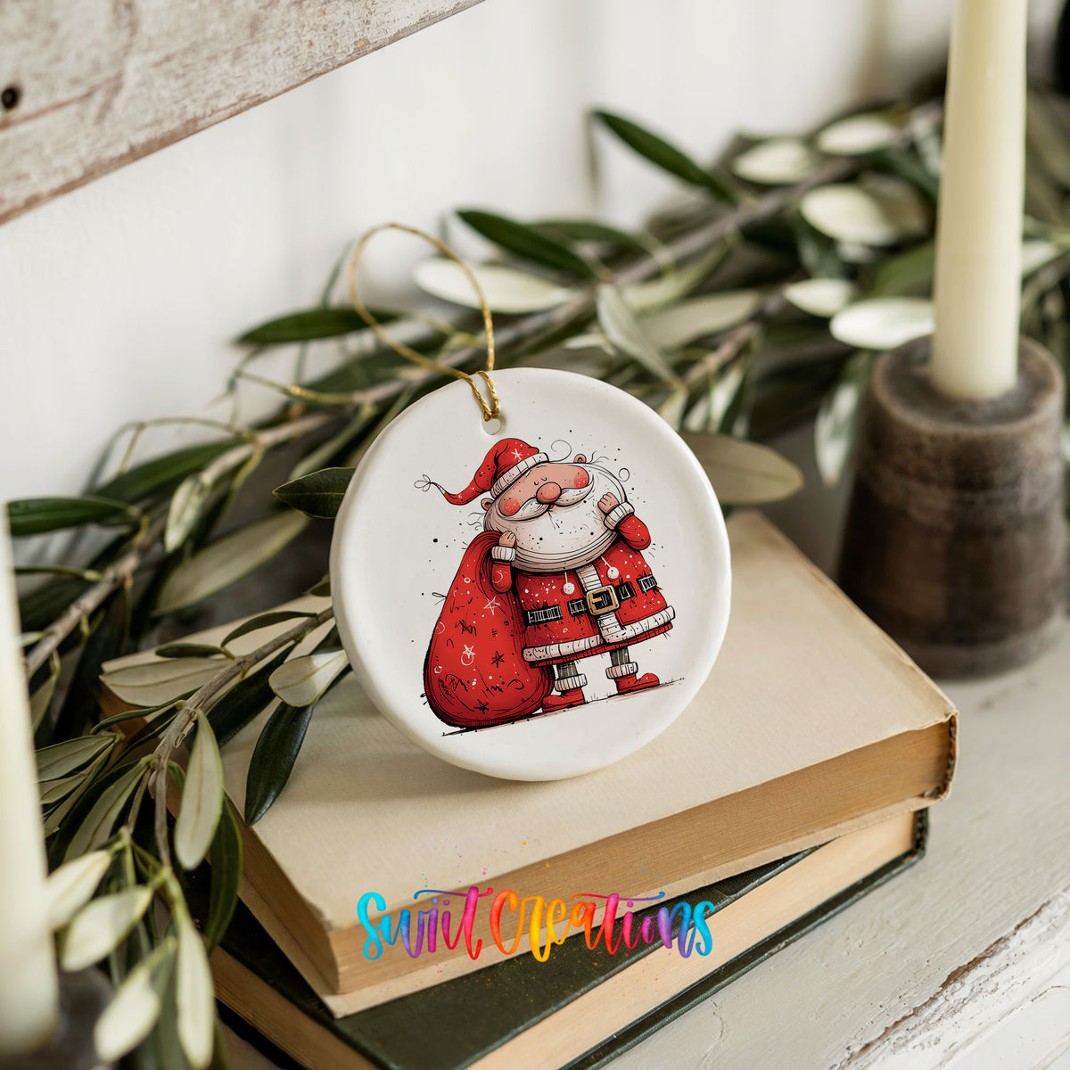 Santa Carrying a Large Red Sack Christmas ornament product photo