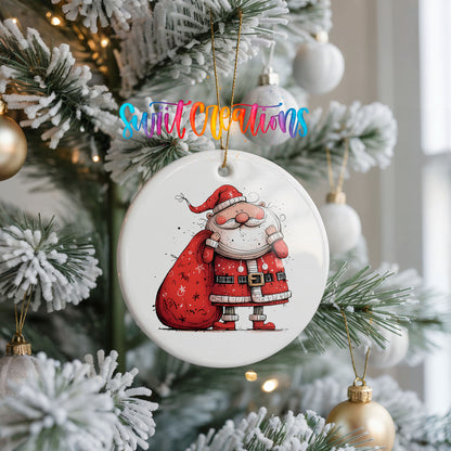 Santa Carrying a Large Red Sack Christmas ornament product photo