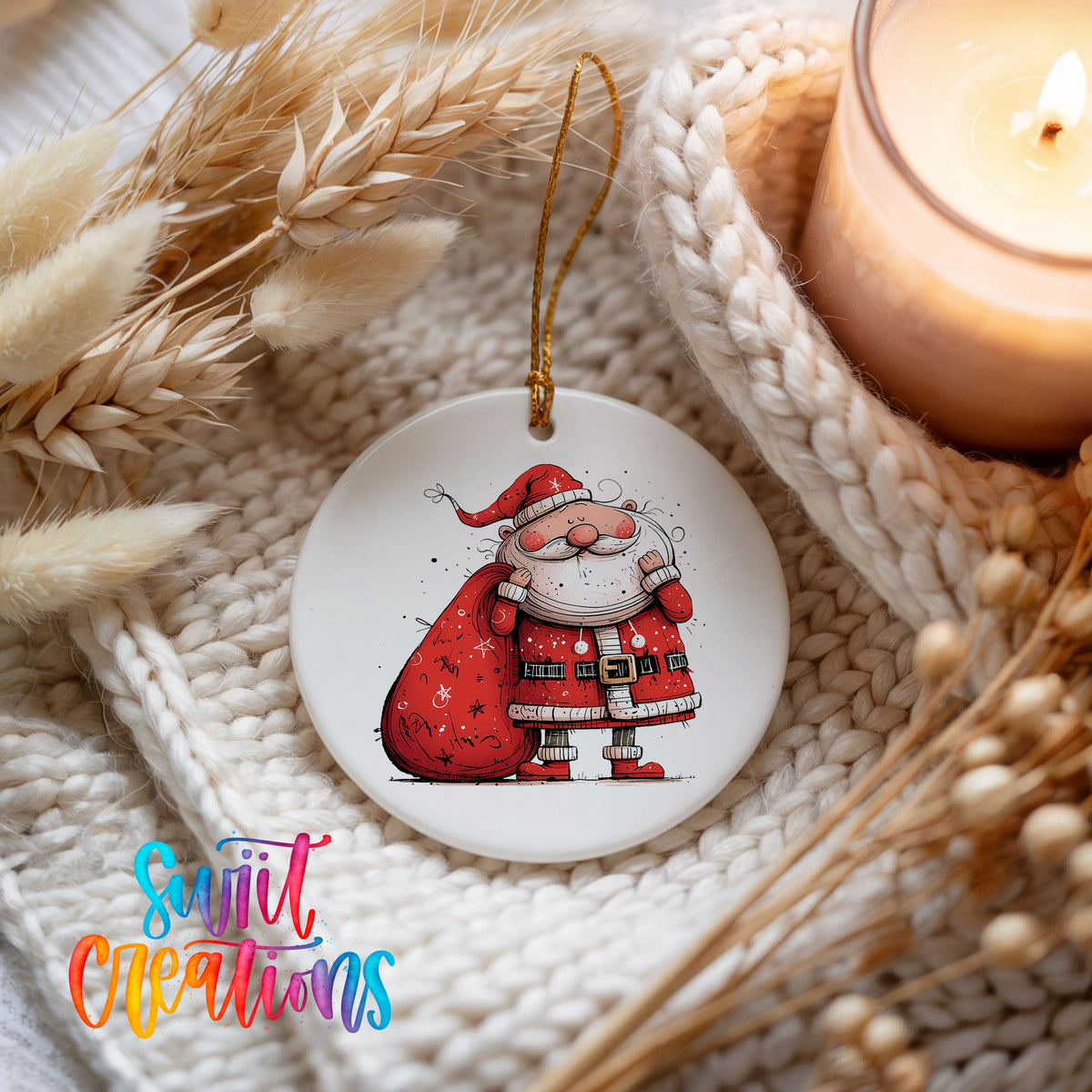 Santa Carrying a Large Red Sack Christmas ornament product photo