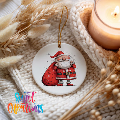 Santa Carrying a Large Red Sack Christmas ornament product photo