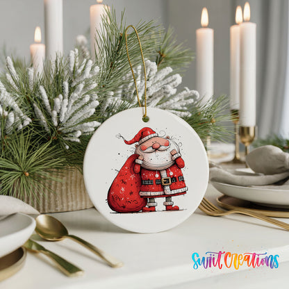 Santa Carrying a Large Red Sack Christmas ornament product photo