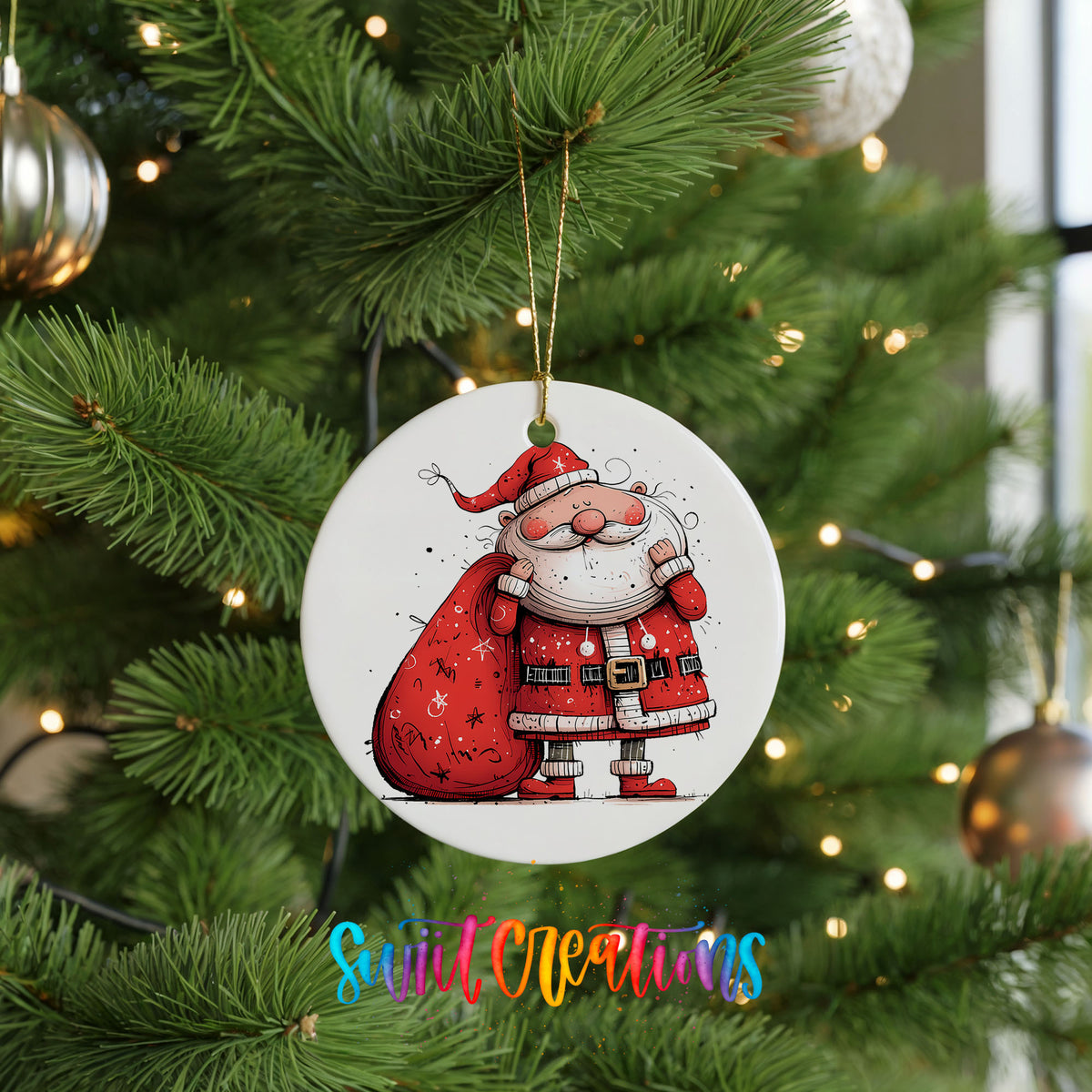 Santa Carrying a Large Red Sack Christmas ornament product photo