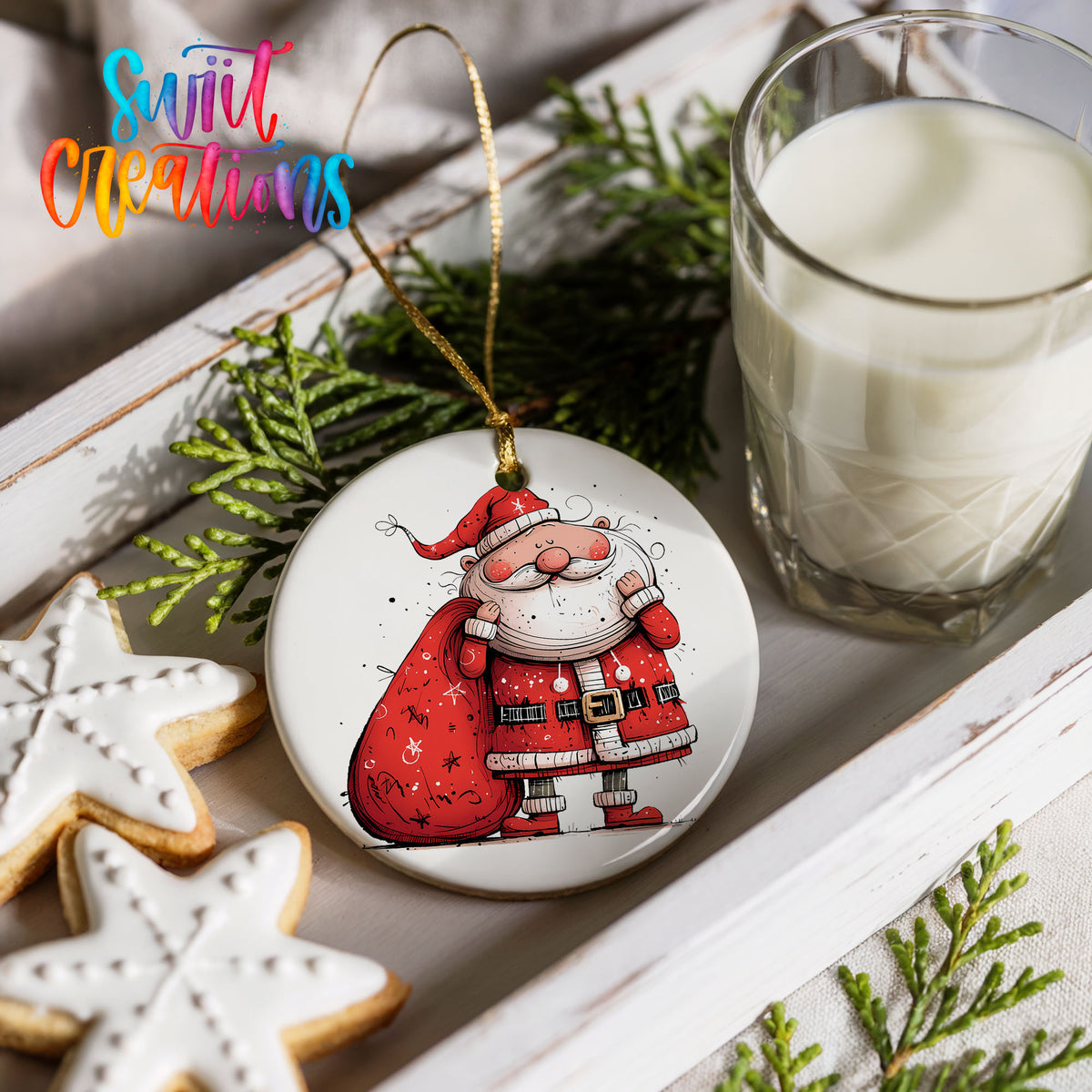 Santa Carrying a Large Red Sack Christmas ornament product photo