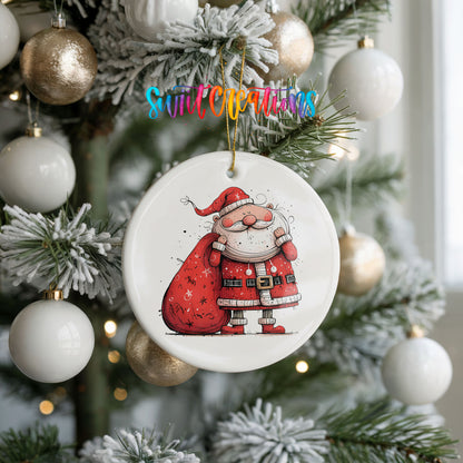 Santa Carrying a Large Red Sack Christmas ornament product photo