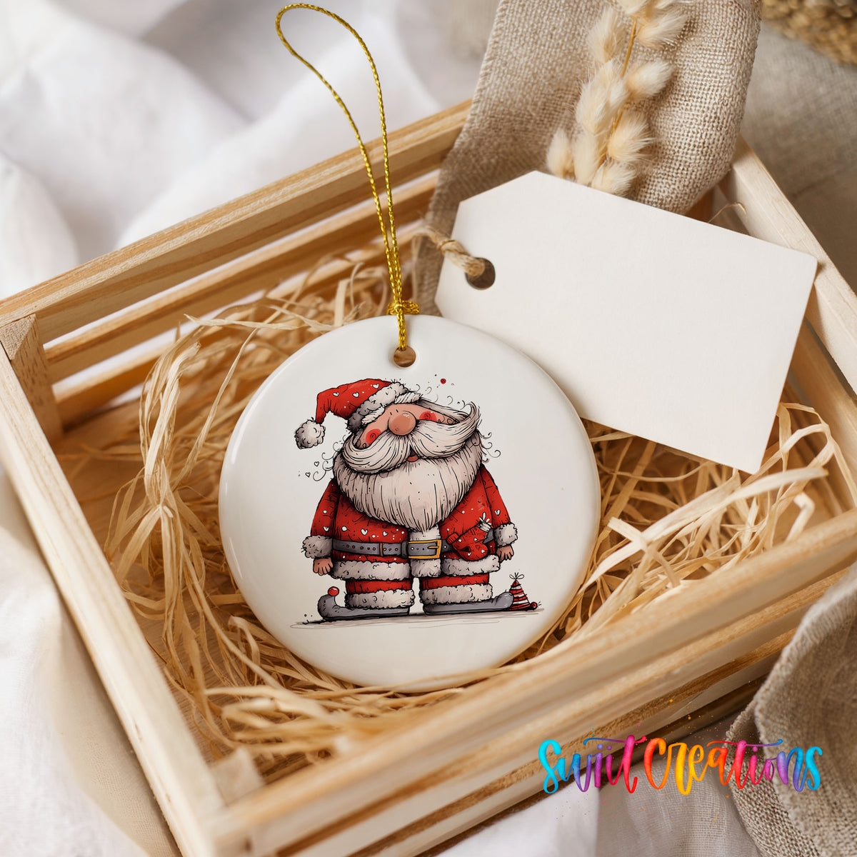 Santa with Lantern and Presents Christmas ornament product photo