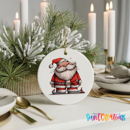 Santa with Lantern and Presents Christmas ornament product photo