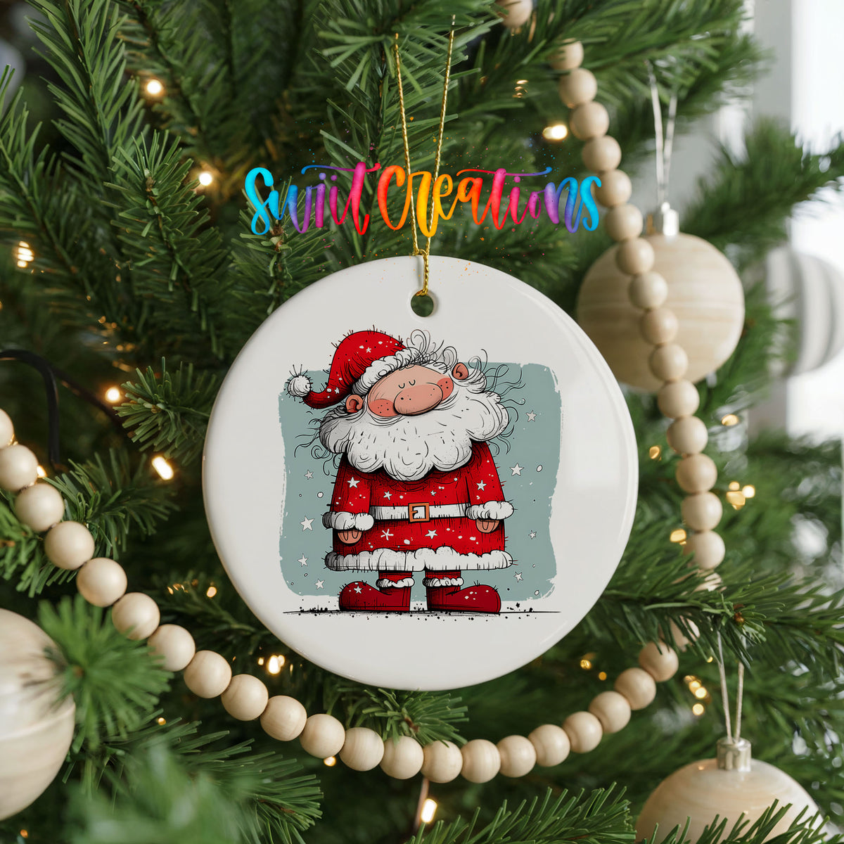Santa Standing in Falling Snow Christmas ornament product photo