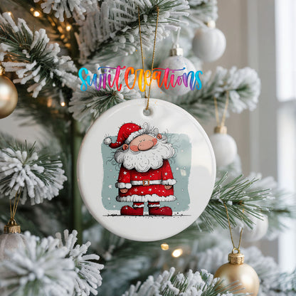 Santa Standing in Falling Snow Christmas ornament product photo