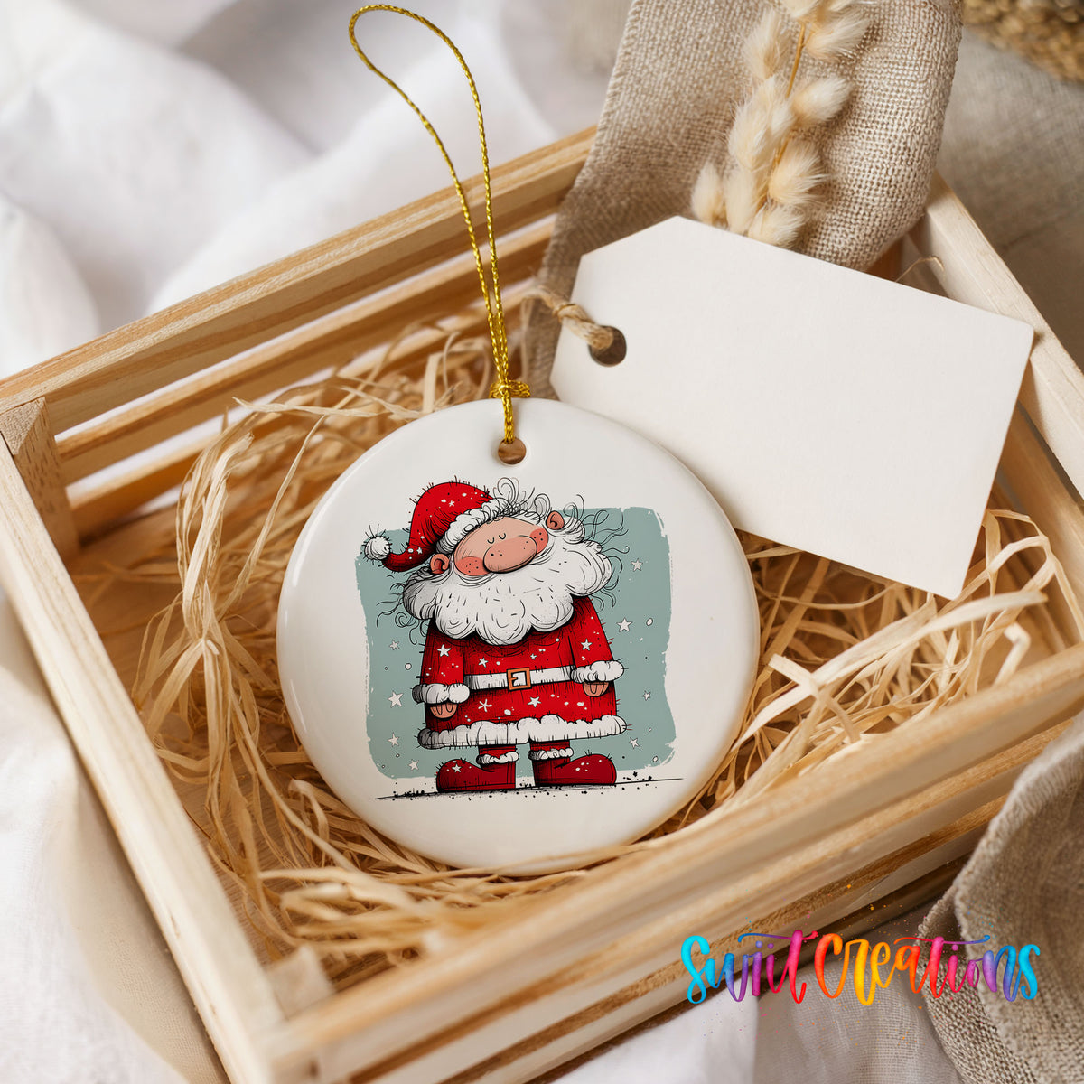Santa Standing in Falling Snow Christmas ornament product photo