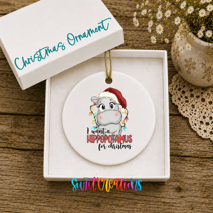 I Want a Hippopotamus for Christmas Christmas ornament product photo