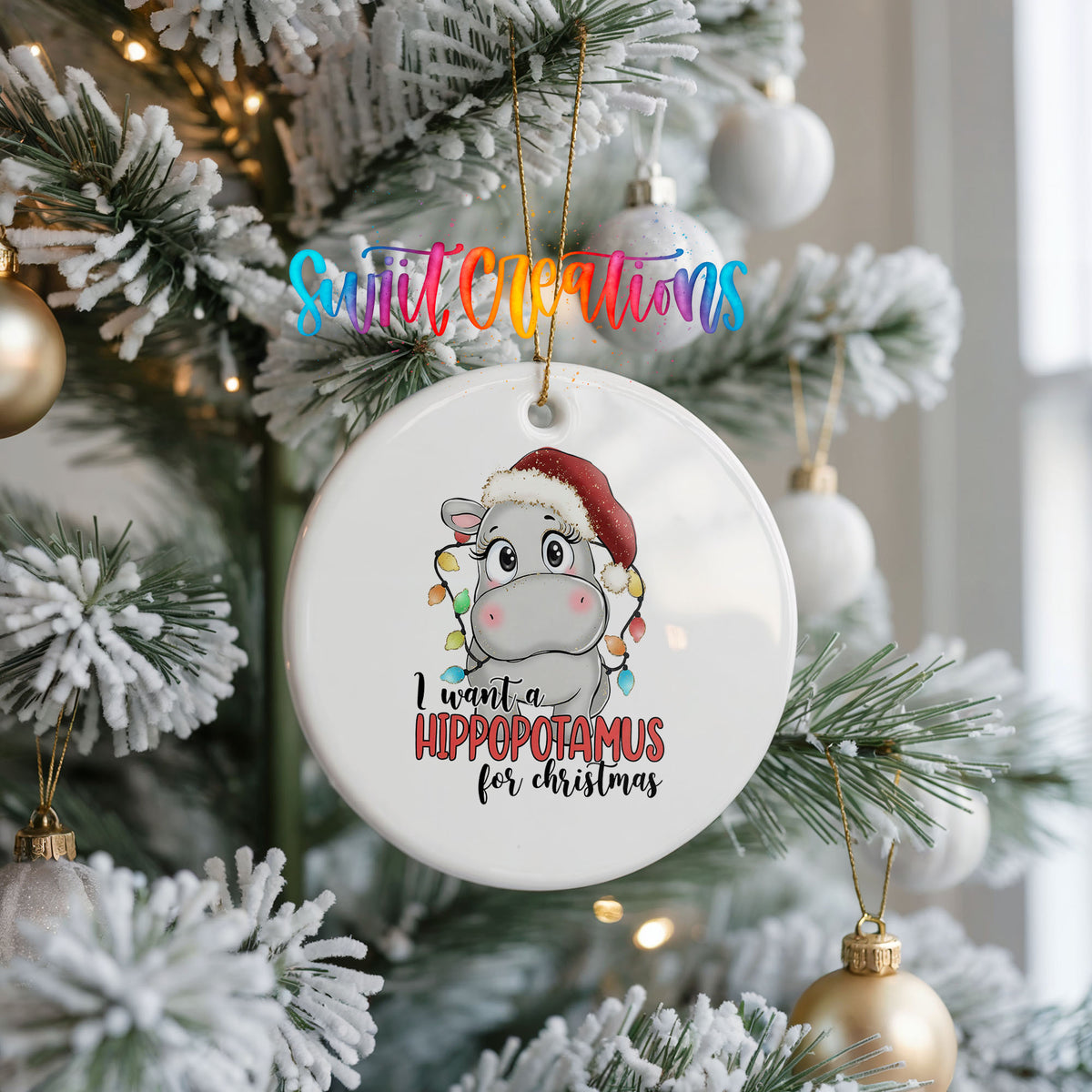 I Want a Hippopotamus for Christmas Christmas ornament product photo