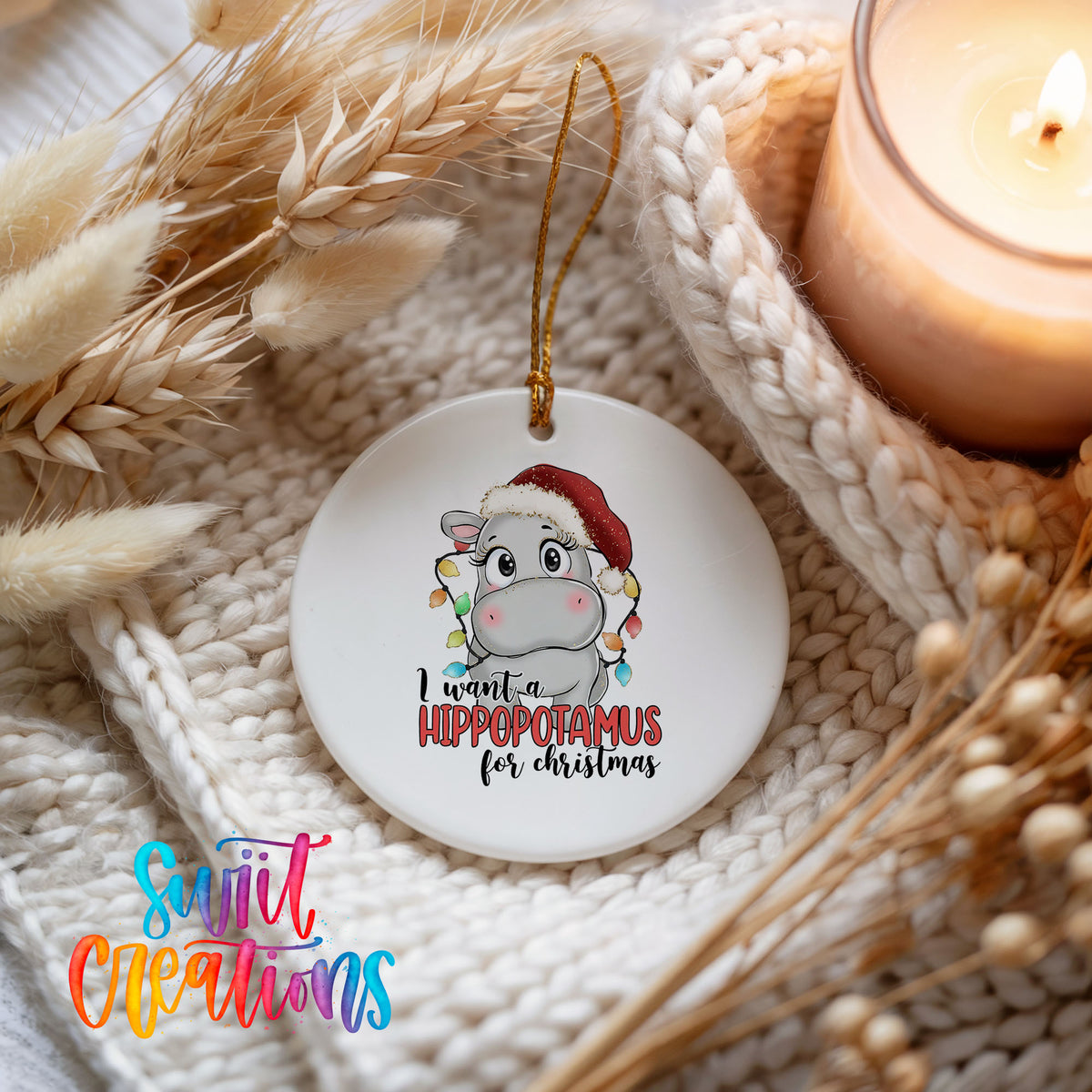 I Want a Hippopotamus for Christmas Christmas ornament product photo