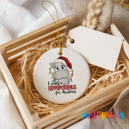 I Want a Hippopotamus for Christmas Christmas ornament product photo