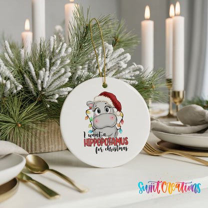 I Want a Hippopotamus for Christmas Christmas ornament product photo