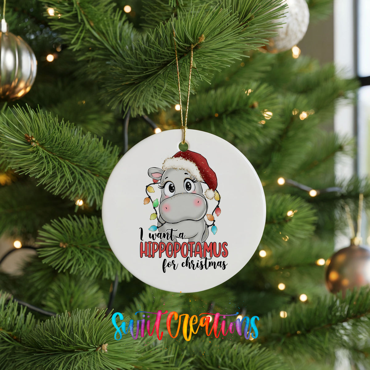 I Want a Hippopotamus for Christmas Christmas ornament product photo
