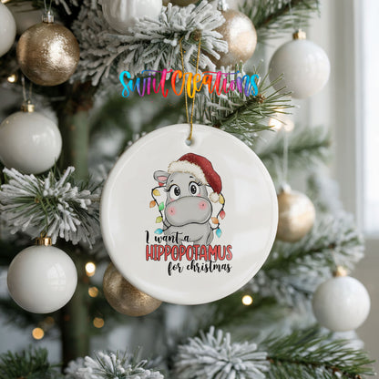 I Want a Hippopotamus for Christmas Christmas ornament product photo