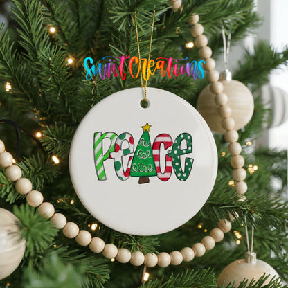 Peace Love Christmas Ornament Trio ceramic Christmas ornament holiday product view