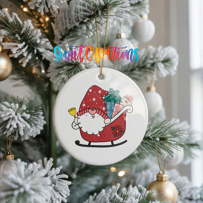 Santa Gnome ceramic Christmas ornament holiday product view