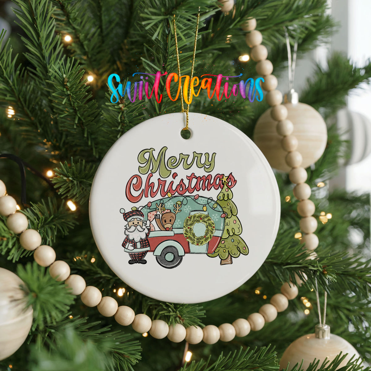 Merry Christmas Grinch Truck ceramic Christmas ornament holiday product view