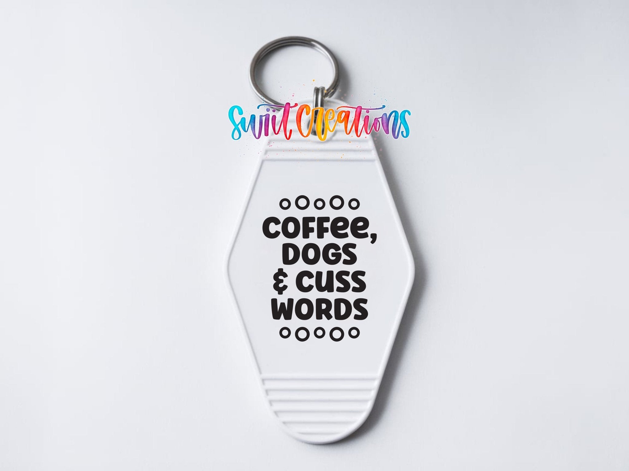 Coffee Dogs Cuss Words Motel Keychain UV DTF Transfer | Funny Dog Lover Decal | MK2109 - Swiit Creations