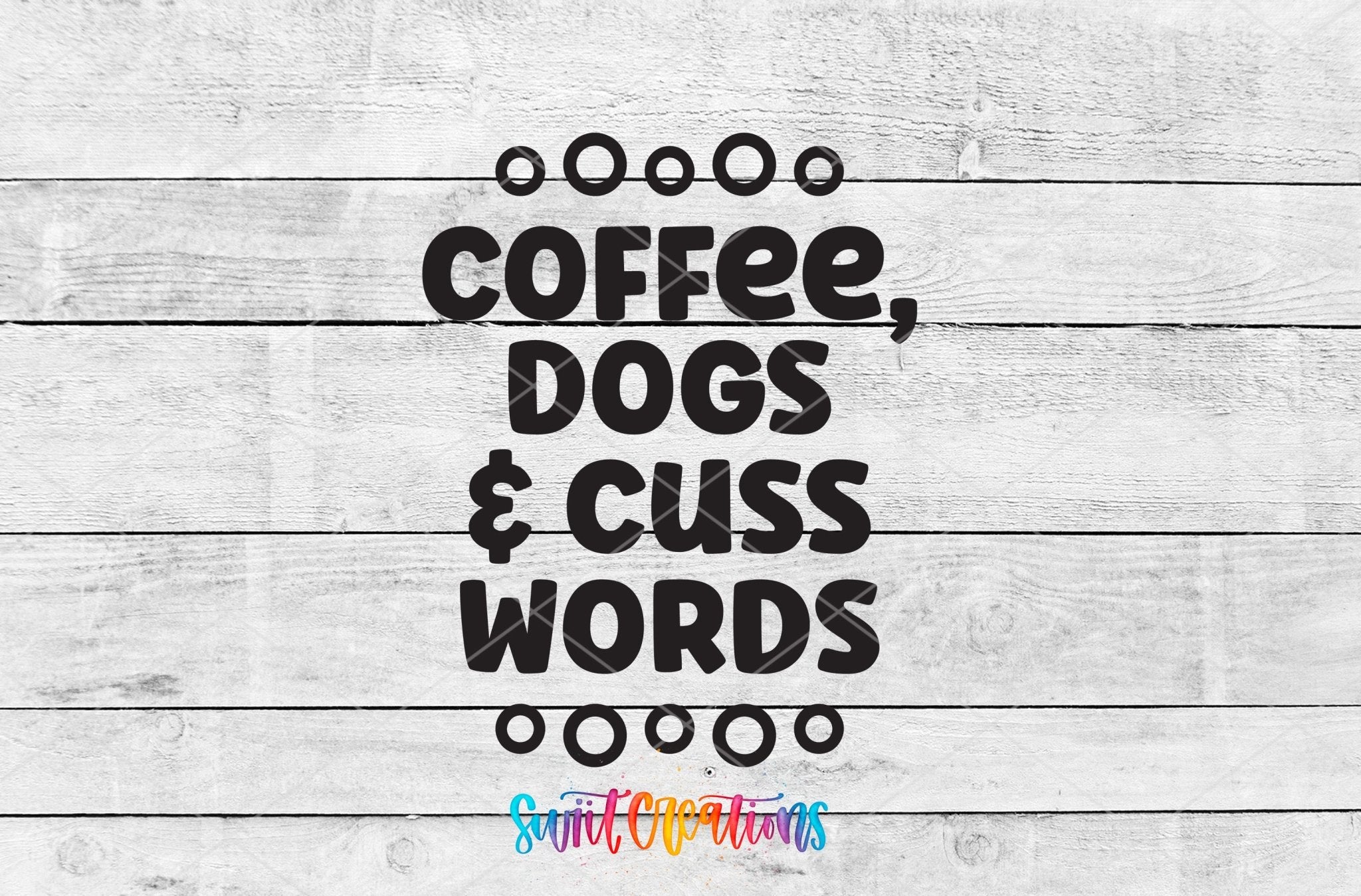 Coffee Dogs Cuss Words Motel Keychain UV DTF Transfer | Funny Dog Lover Decal | MK2109 - Swiit Creations