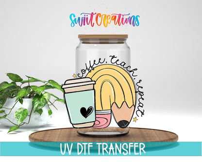 Coffee Teach Repeat UV DTF Cup Decal | UV1015 - Swiit Creations