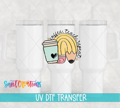 Coffee Teach Repeat UV DTF Cup Decal | UV1015 - Swiit Creations