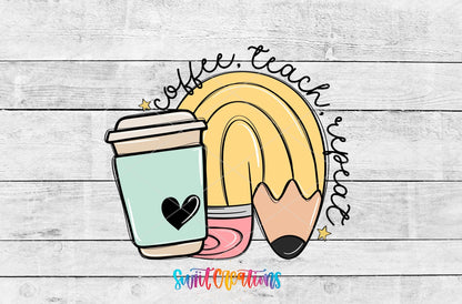 Coffee Teach Repeat UV DTF Cup Decal | UV1015 - Swiit Creations