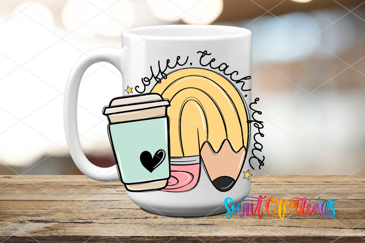 Coffee Teach Repeat UV DTF Cup Decal | UV1015 - Swiit Creations