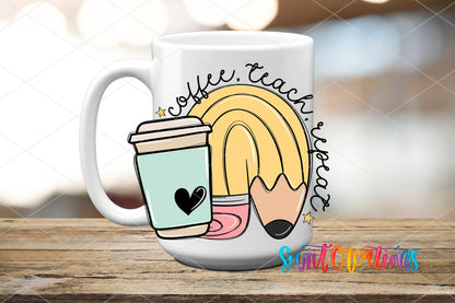 Coffee Teach Repeat UV DTF Cup Decal | UV1015 - Swiit Creations