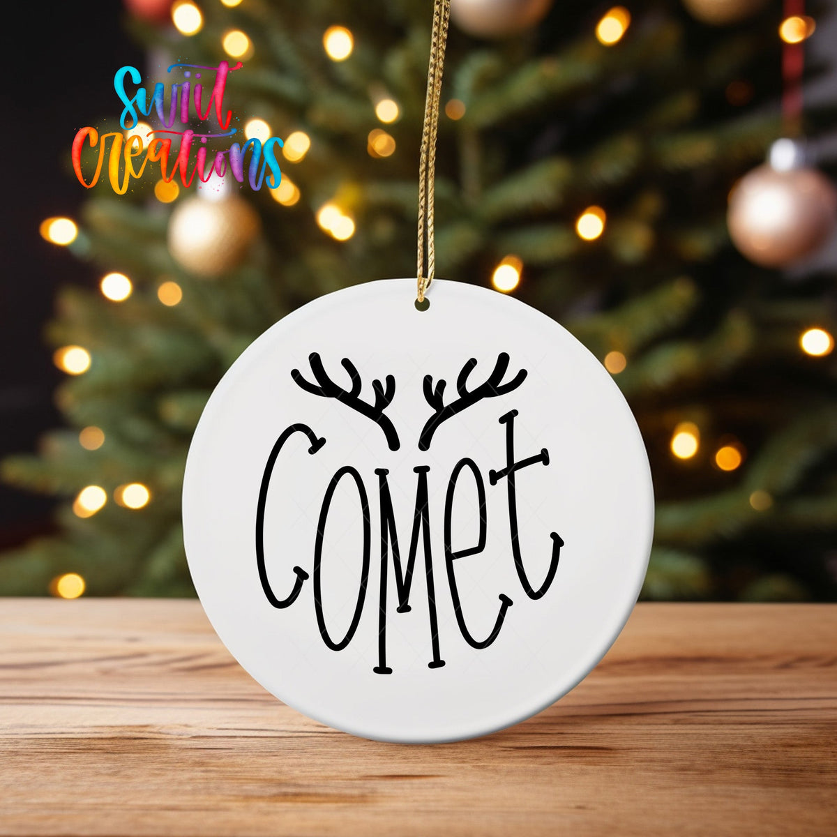 Comet Reindeer Christmas UV DTF Ornament Transfer | O-020 - Swiit Creations