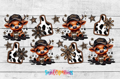 Country Cowgirl Highland Cow UV DTF Transfer Tumbler Wrap | Western Cow Print Cup Wrap Transfer | DTF309 - Swiit Creations