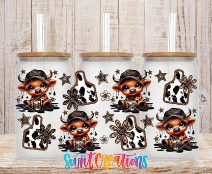 Country Cowgirl Highland Cow UV DTF Transfer Tumbler Wrap | Western Cow Print Cup Wrap Transfer | DTF309 - Swiit Creations