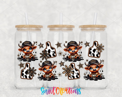 Country Cowgirl Highland Cow UV DTF Transfer Tumbler Wrap | Western Cow Print Cup Wrap Transfer | DTF309 - Swiit Creations