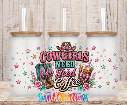 Cowgirls Need Iced Coffee UV DTF Transfer | Western Coffee Full Wrap | DTF336 - Swiit Creations