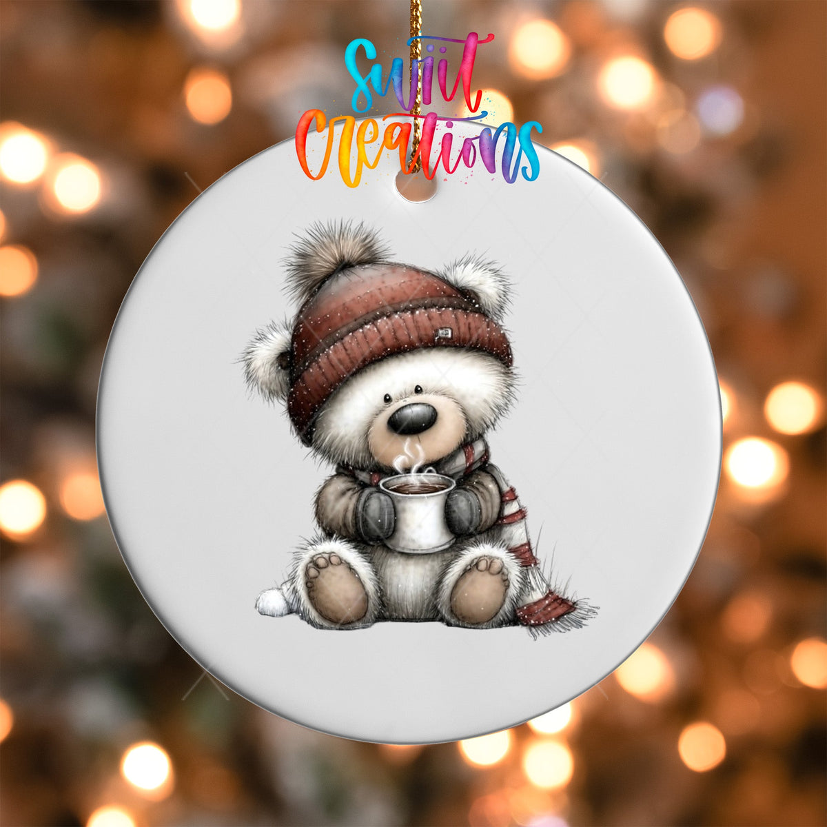 Cozy Bear Christmas UV DTF Ornament Transfer | O-1757 - Swiit Creations