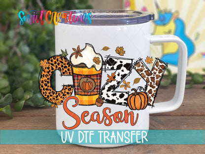 Cozy Season Fall UV DTF Decal | Pumpkin Coffee Autumn Tumbler Decal | UV1085 - Swiit Creations