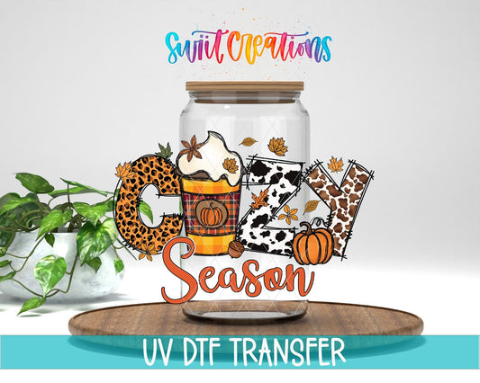 Cozy Season Fall UV DTF Decal | Pumpkin Coffee Autumn Tumbler Decal | UV1085 - Swiit Creations