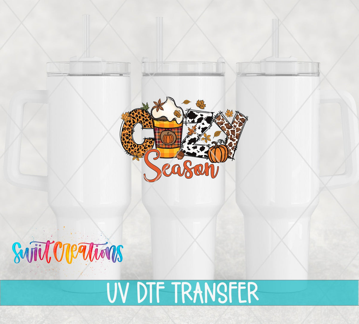Cozy Season Fall UV DTF Decal | Pumpkin Coffee Autumn Tumbler Decal | UV1085 - Swiit Creations