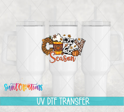 Cozy Season Fall UV DTF Decal | Pumpkin Coffee Autumn Tumbler Decal | UV1085 - Swiit Creations