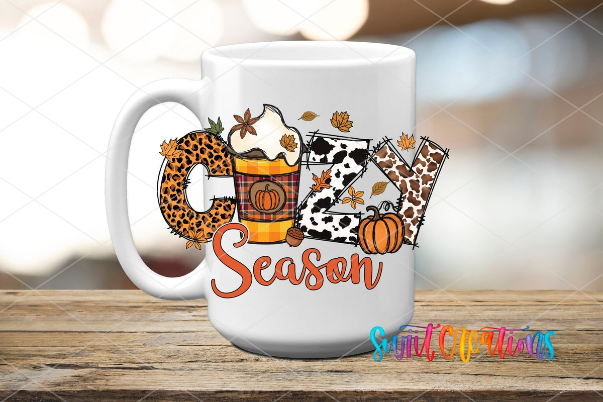 Cozy Season Fall UV DTF Decal | Pumpkin Coffee Autumn Tumbler Decal | UV1085 - Swiit Creations