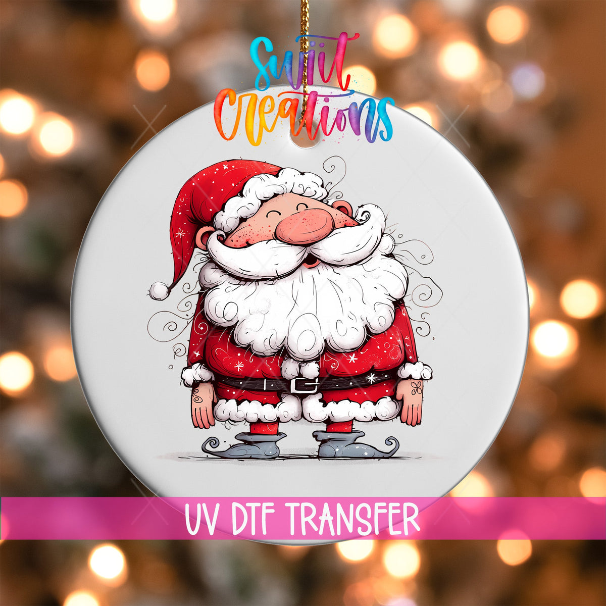 Curly Beard Santa UV DTF Ornament Transfer | O-1323 - Swiit Creations
