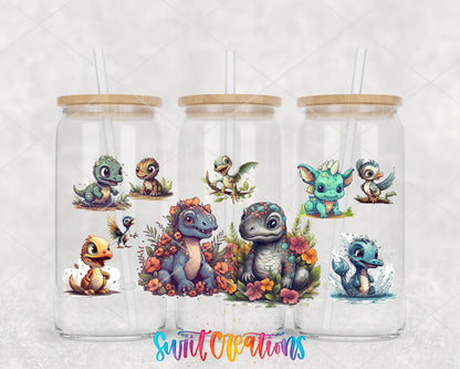 Cute Baby Dinosaurs UV DTF Transfer Tumbler Wrap | Colorful Dino | DTF100 - Swiit Creations