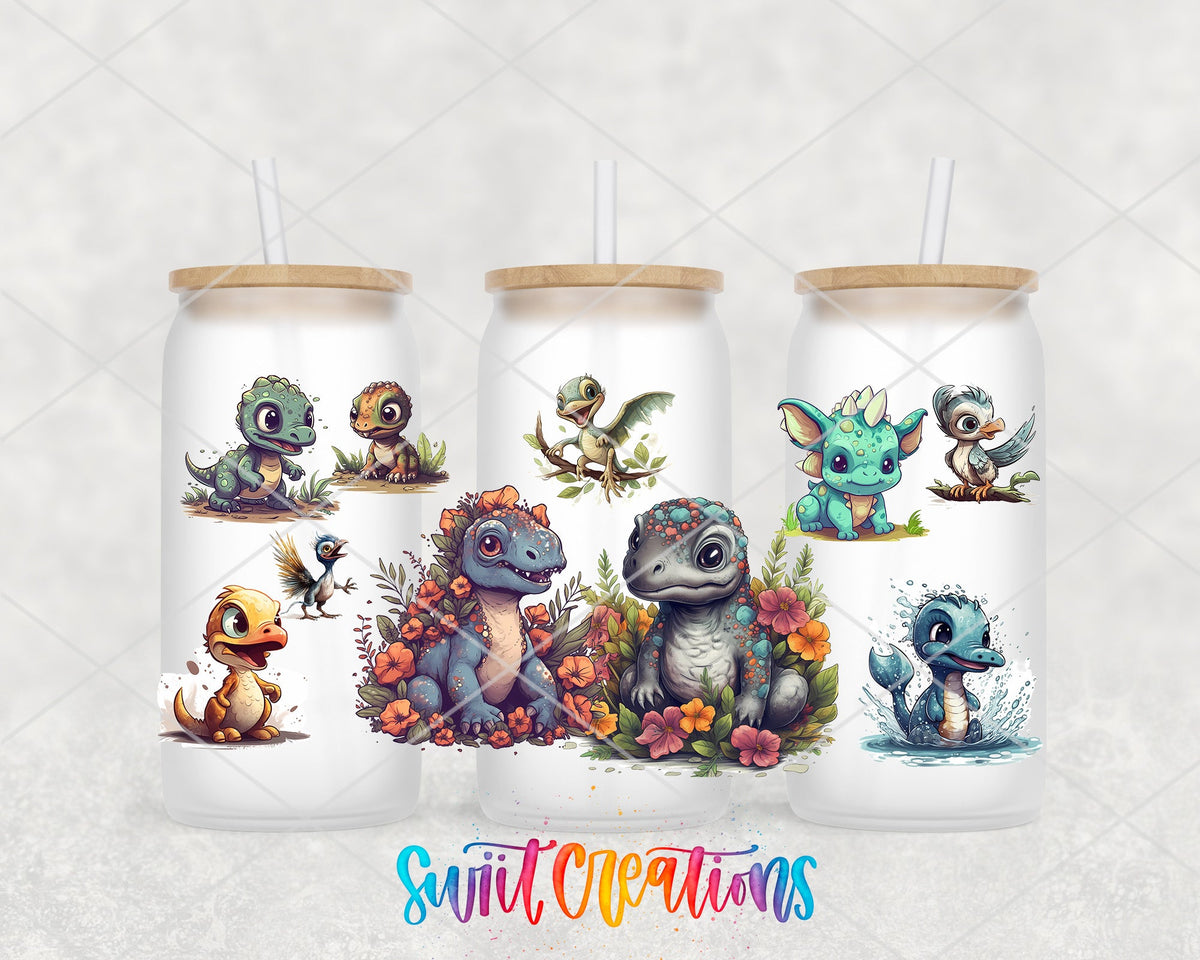 Cute Baby Dinosaurs UV DTF Transfer Tumbler Wrap | Colorful Dino | DTF100 - Swiit Creations