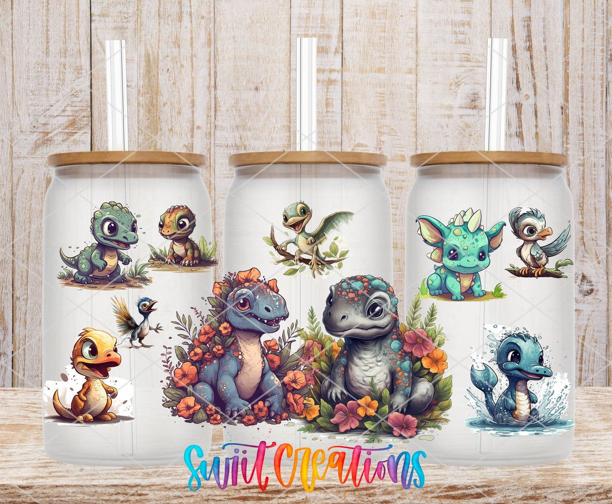 Cute Baby Dinosaurs UV DTF Transfer Tumbler Wrap | Colorful Dino | DTF100 - Swiit Creations