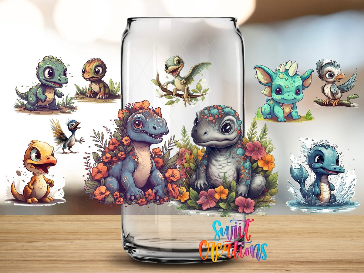 Cute Baby Dinosaurs UV DTF Transfer Tumbler Wrap | Colorful Dino | DTF100 - Swiit Creations
